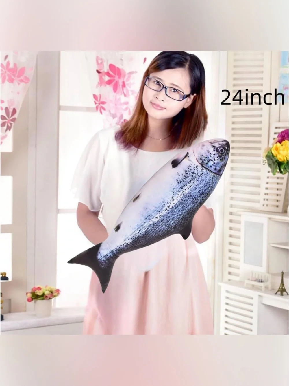 20 Realistic Salmon Fish Plush Pillow Stuffed Animal Soft Toy